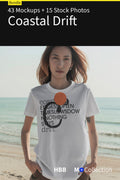 Coastal Drift features 43 beach PSD mockups and 15 stock photos from Hua Hin, Thailand for apparel, branding, packaging, editorial, and lifestyle projects.