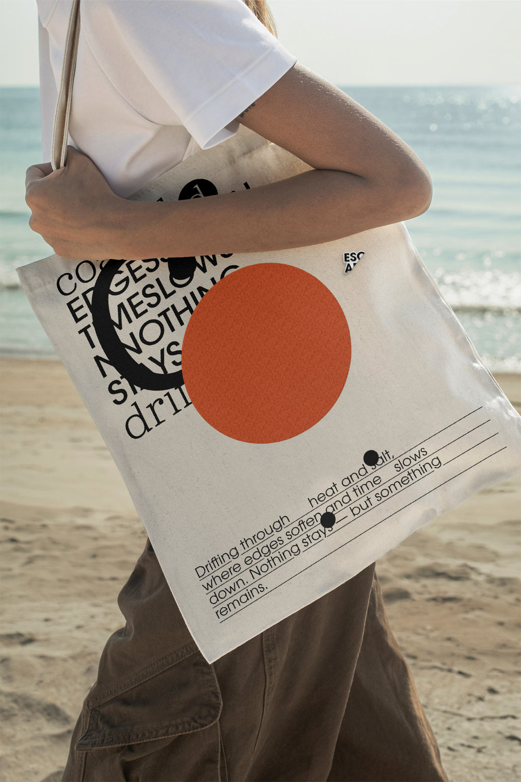 Tote bag mockup worn over the shoulder. Built for showcasing apparel brands, merchandise, fashion graphics, lifestyle branding, and retail concepts. 